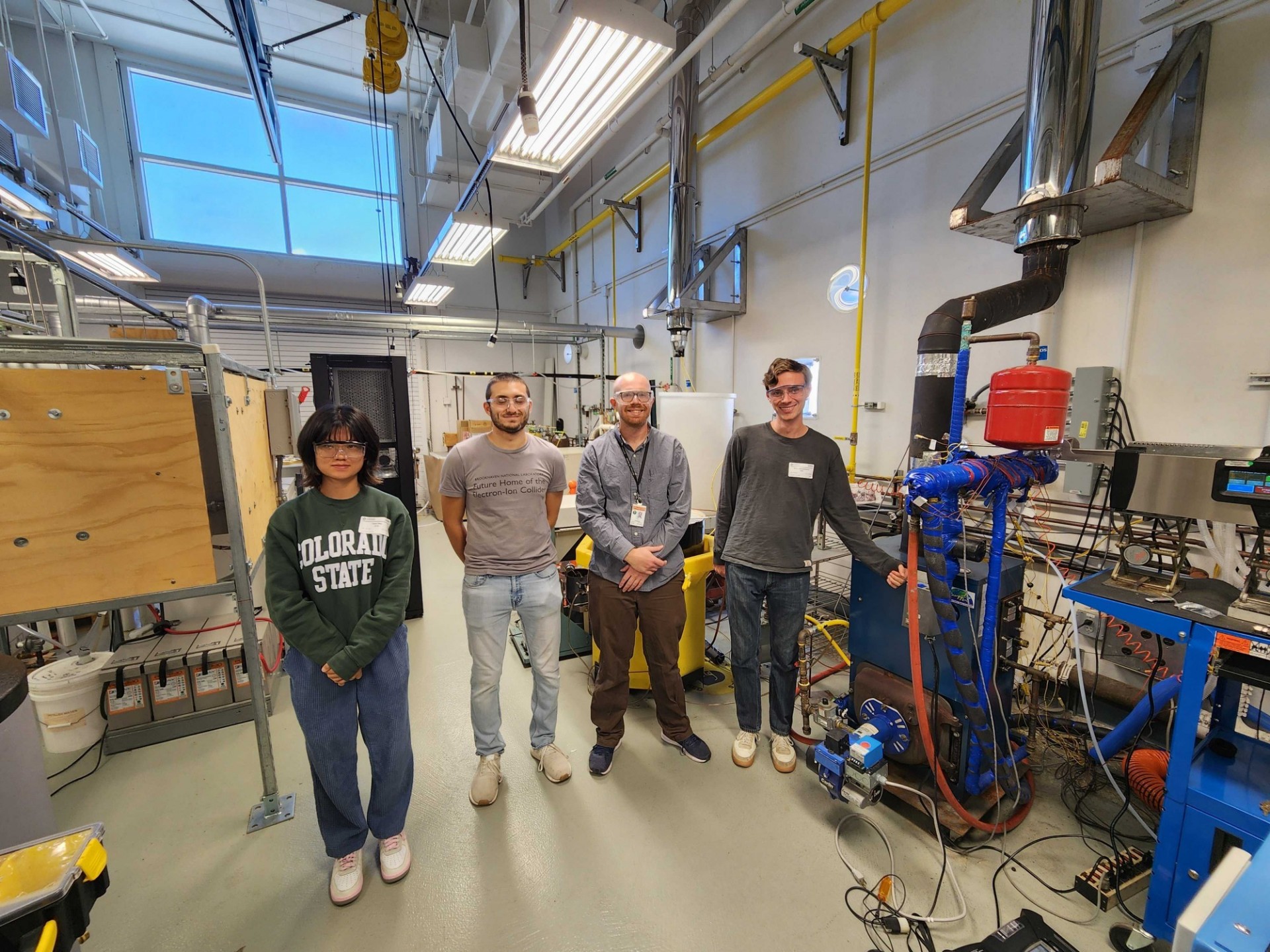 Crew for the tests. From left to right: Yuwei, Stephen Galvin (BNL), Jake Lindberg (BNL), and Andrew. Not pictured: Roisin