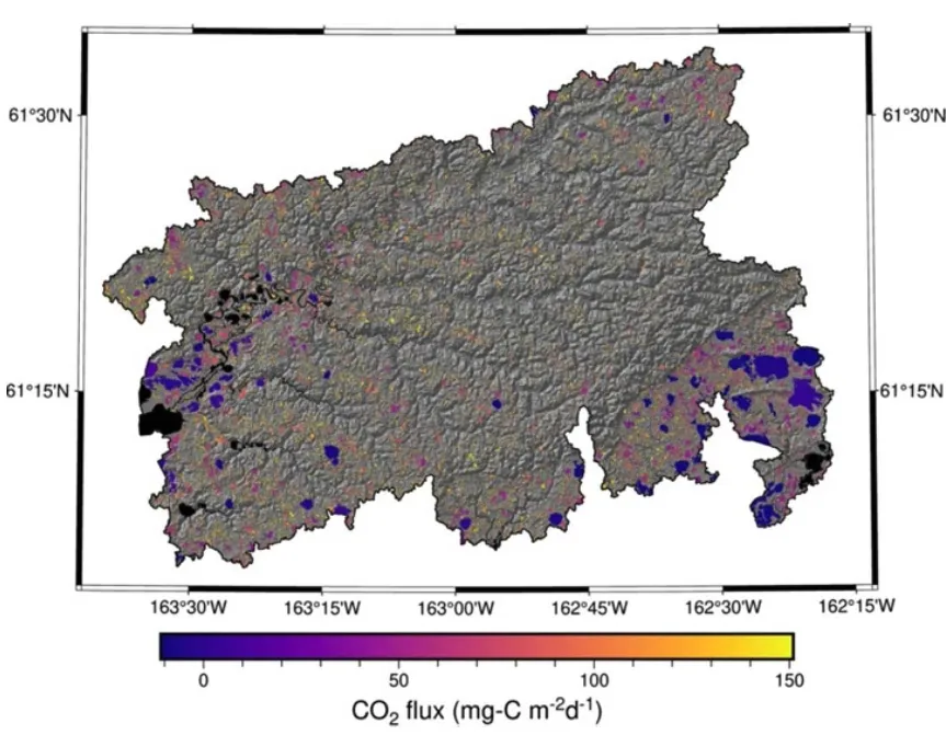CO2 fluxes across a peat plateau in the Yukon Kuskokwim Delta, Alaska.