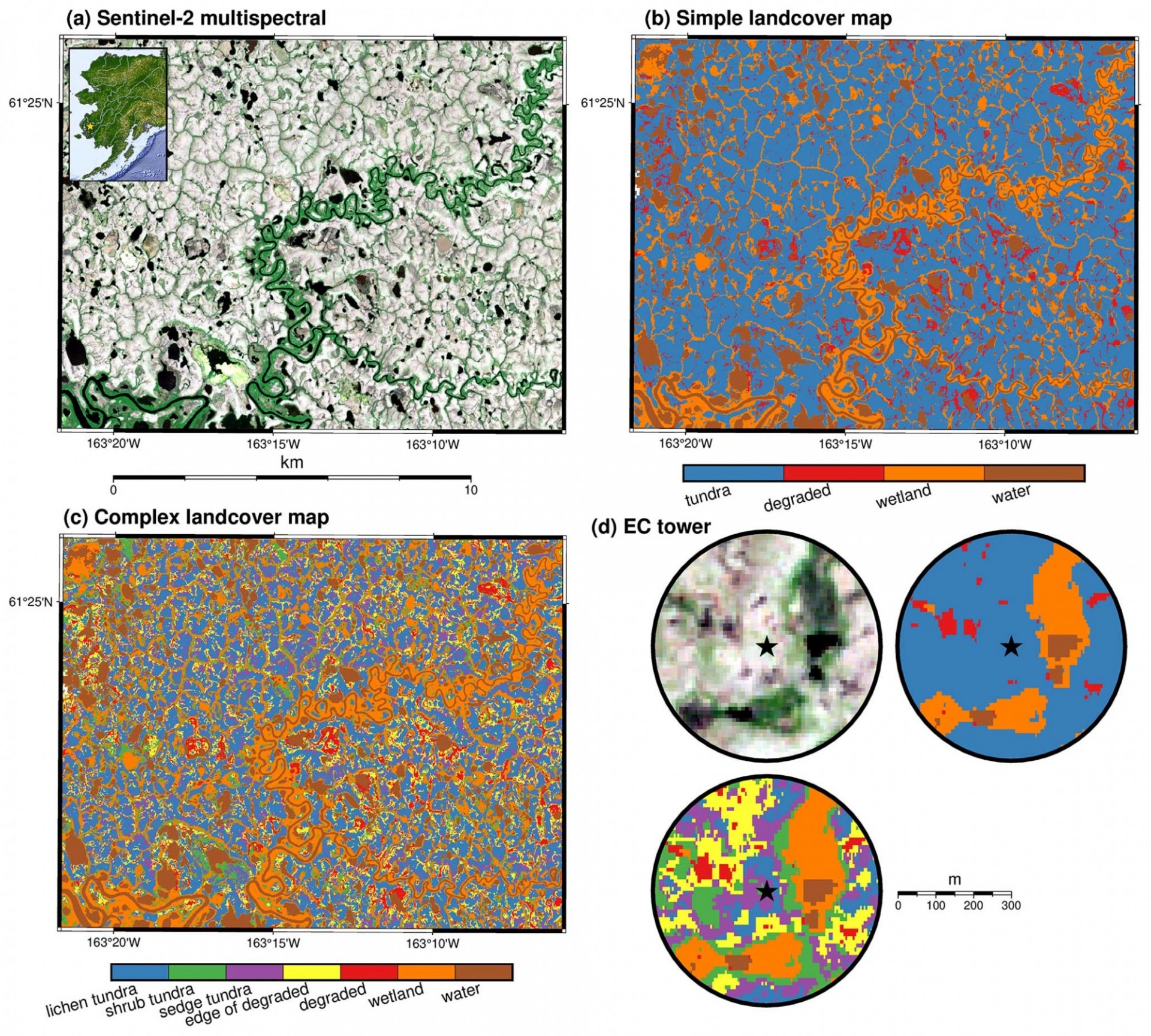 Tundra ecosystems are heterogeneous at multiple scales. Plant functional types, soil moisture, thaw depth, and microtopography, for example, vary across the landscape and influence net ecosystem exchange (NEE) of carbon dioxide (CO2) and methane (CH4) fluxes. 