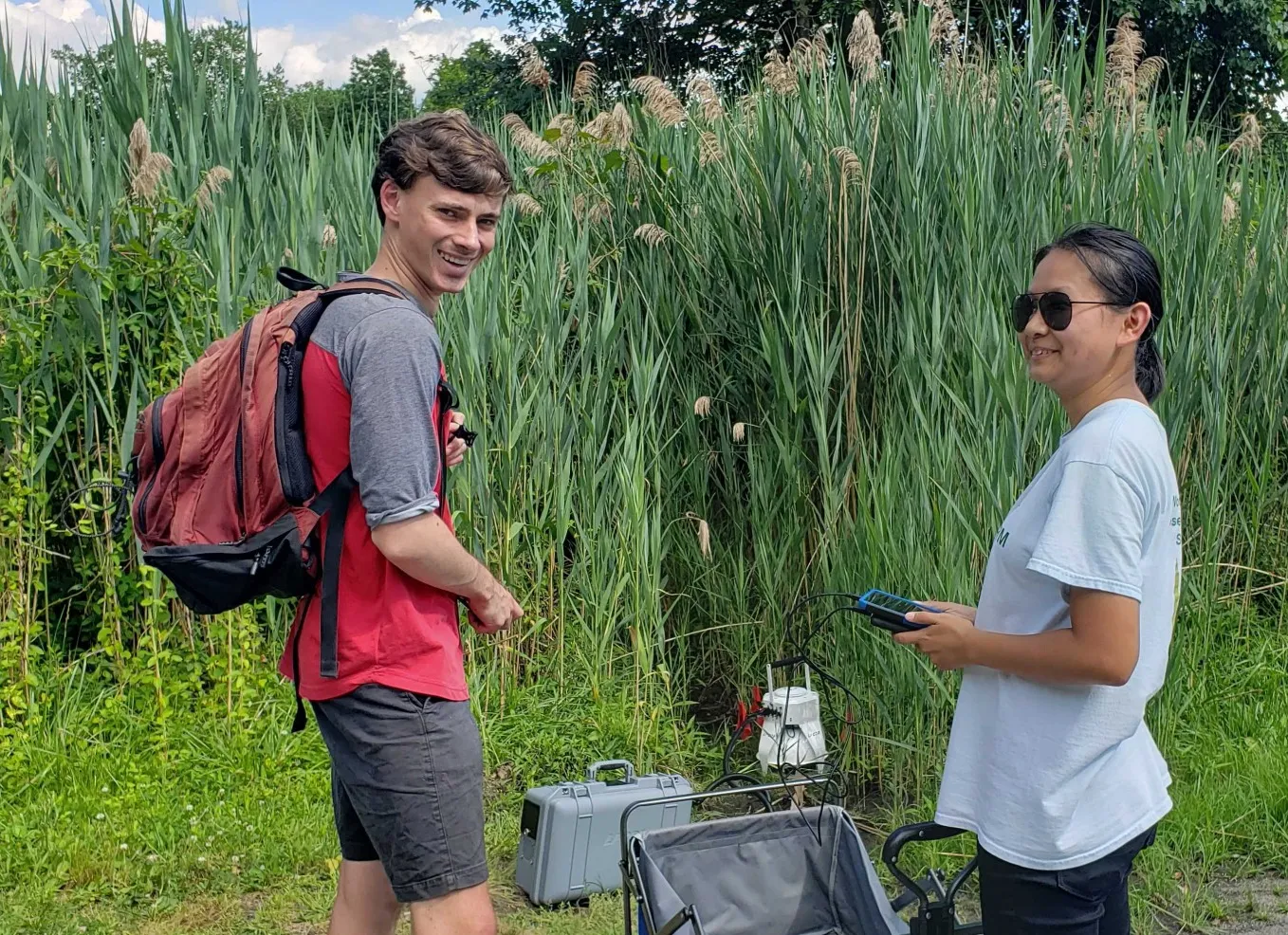 Andrew and Felicity sampling on the LDEO campus