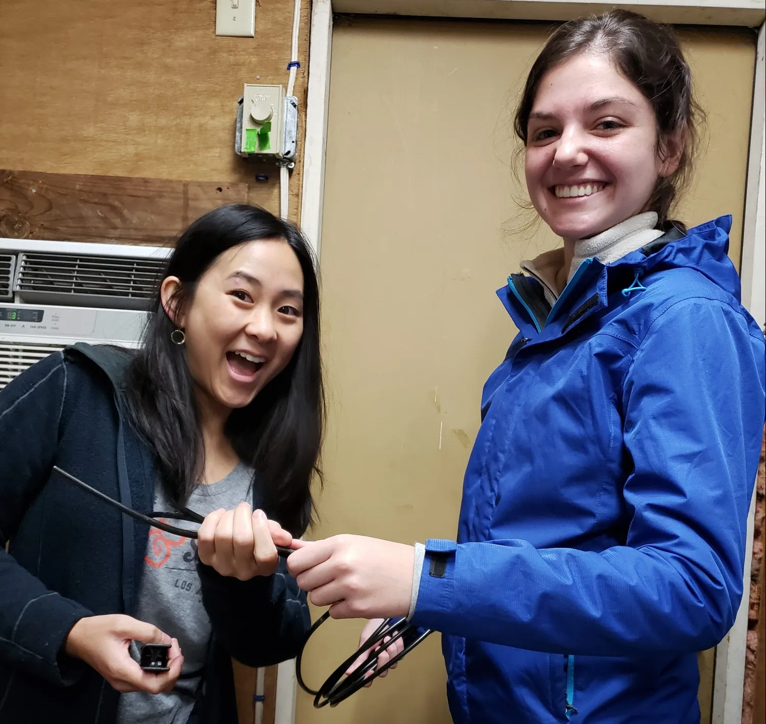 Charlotte and Chandler cutting tubing for the additional sampling lines