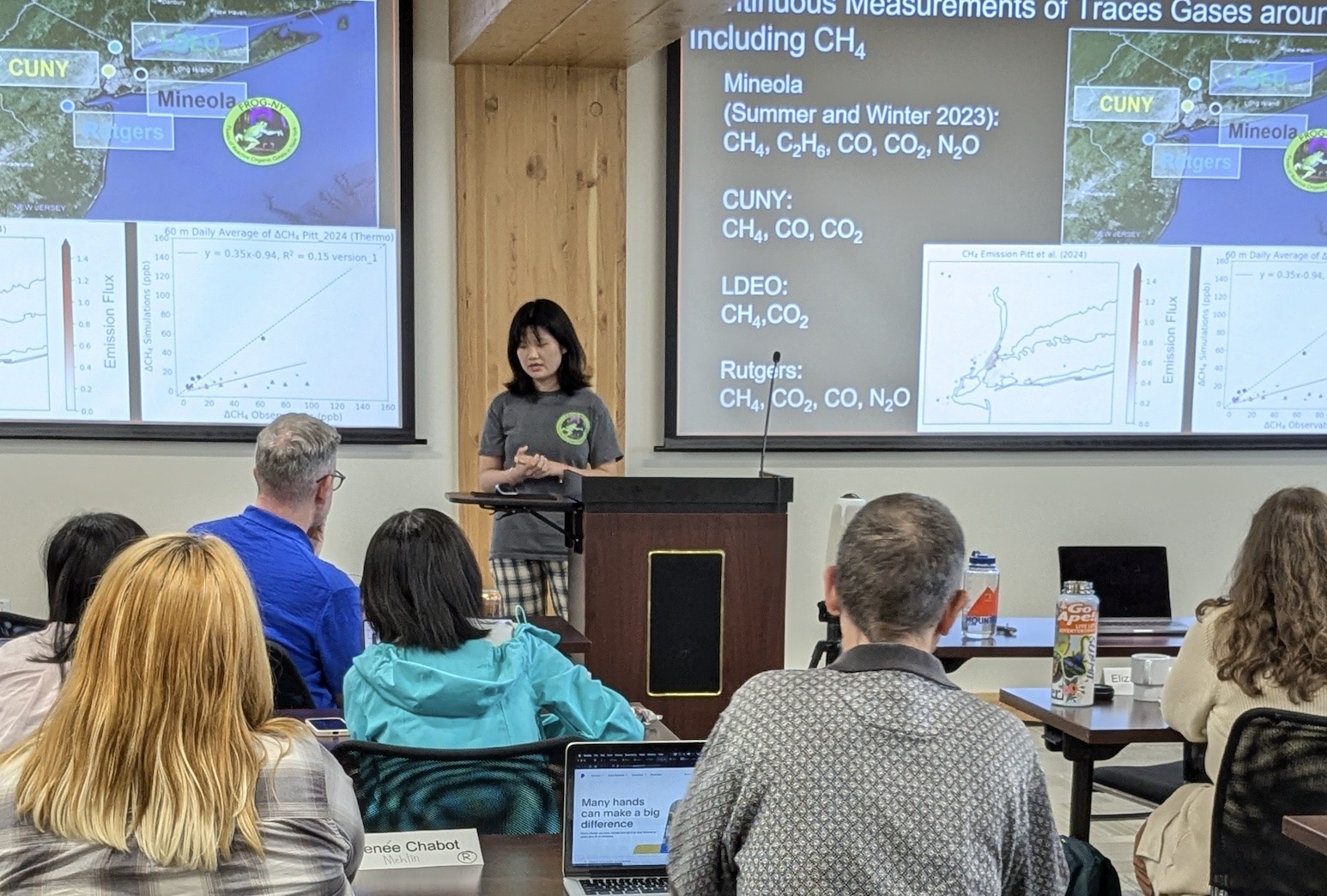Yuwei presenting her urban methane work from NYC to the workshop