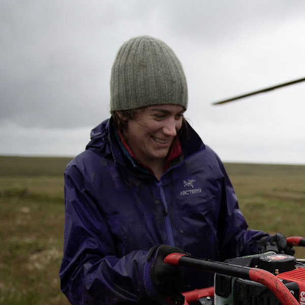 Ludda drilling cores through permafrost soil in Alaska